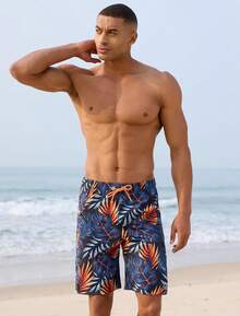 2 In 1 Men's Swim Trunks 9 With Zipper Pockets Bathing Suit Built-In Board Shorts Swimwear Long ShortsA Valentine's Day DZ3V - Màu xanh lá cọ - Xem 3