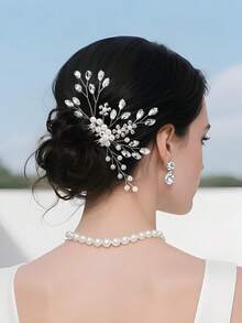 优雅发梳装饰，适用于盘发造型、婚礼派对、日常发饰，情人节配饰