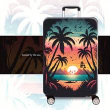 1 个充满活力的旅行风景印花行李箱套 - 耐用，TSA 认证厚行李箱保护套，混色，涤纶 - 适合 20-28 英寸商务旅行、度假和返校行李箱、旅行行李箱旅行必需品旅行配件夏季假期学校包学校配件学校用品 - 彩色 - 查看 2