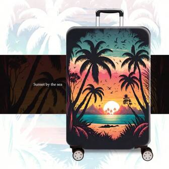 1 levendige reisbagagehoes met landschapsprint - duurzame, TSA-goedgekeurde dikke bagagebeschermer, gemengde kleuren, polyester - geschikt voor 20-28 inch zakelijke reizen, vakantie- en schoolbagage, reisbagage, reisbenodigdheden, reisaccessoires, zomertas voor school, schoolaccessoires, schoolspullen