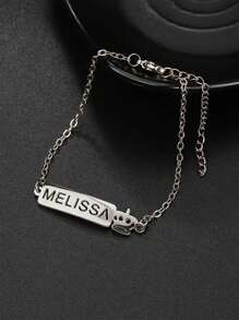 1 pieza Pulsera de acero inoxidable personalizada con nombre. Accesorio elegante, estilo bohemio, regalo de fiesta, Navidad, Día de San Valentín, Día de la Madre y regalos de graduación
