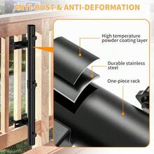WU-13539 - HeavyDuty Patio Umbrella Holder For Deck Railing Stainless Steel Windproof Outdoor Patio Umbrella Base And Mount Brackets Attachable To Railing Fits ≤1.6'' Pole Sleek Space Saving Black - Black - View 6