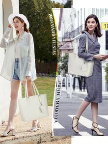 NEWHEY 女士手提包，真皮单肩包，大容量钱包和手提包套装，带可拆卸小袋