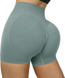Shorts de cintura alta sin costuras para entrenamiento - 3" Verde claro - Ver 7