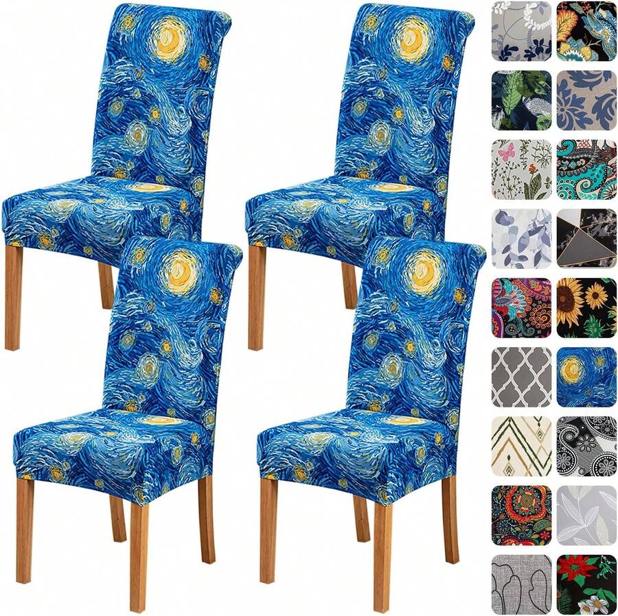 Chair Covers For Dining Room Set Of 4,Stretch Spandex Parsons Chair Slipcovers 4 Pack,Removable Washable Chair Protector For Kitchen,Diner,Party,Wedding - Multicolor - View 1