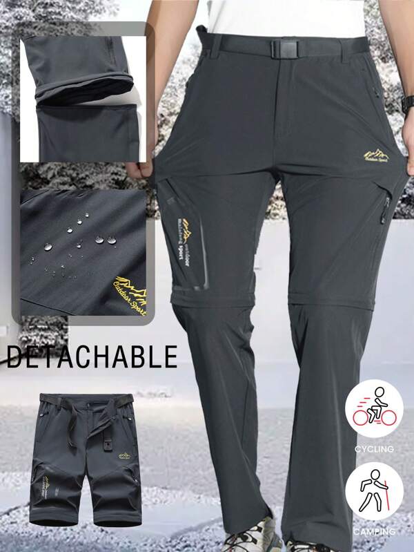 Pantaloni da trekking da uomo autunnali/invernali, ad asciugatura rapida per attività all'aperto, staccabili, 2 in 1, antivento e impermeabili per arrampicata e trekking