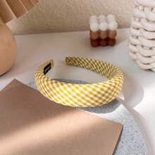 The Gentle Checkered Design Height-Increasing Sponge Hair Band On The Top Of The Head Has A Retro And Artistic Style. It Is A Daily Face And Face Accessory, Hairband Headband For Women, Hair Accessories, Hair Hoop