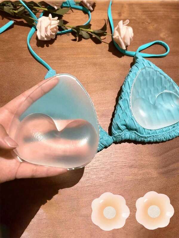 1 Pair Women Invisible Padding Magic Bra Inserts Bra, Bikini Breast Petals, Thickened Chest Pad Insert,Breast Push Up Pads, Swimsuit Silicone Bra Pad, Waterproof Pad, Daily Wea