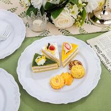 60PCS White Plastic Plates, Heavy Duty White Disposable Plates Premium 10inch Dinner Plates Hard Plastic Plates Disposable Party Wedding Bridal Shower-ZCC - 白色和銀色 - 查看 8