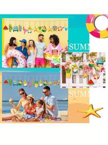 16pcs Wooden Surfboard Design Beach Tree Hanging Decorations For Summer Beach Party With String Pendant,Home Decor ,Room Decor,Wall Decor Gifts Birthday Graduation
