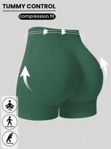 1pc Women's Seamless High Waist Solid Color Knit Sports Shorts, Yoga Training Cycling Shorts, Comfortable Skin-Friendly Fashion Workout Pants