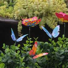 5 Stück/10 Stück lebendige 3D Schmetterling Gartenstecker - Außenbereich, Garten, Pflanzgefäß & Topf bunte beleuchtete Schmetterling Stecker, Gartendekoration - hergestellt aus strapazierfähigem PVC, moderne Heimdekoration für den Valentinstag