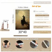 1pc, Canvas Wall Art, Hangable, Wall Art, Poster, Framed Wall Art, Waterproof, Autumn Decor, Halloween Decor, Halloween Witch Art Prints, Dark Academy Wall Decor, Vintage Scary Witch, Halloween Ambiance Decor Mural, Vintage Witch Wall Art, Halloween Decorative Art, Halloween Room Decor, Bathroom Decor, Living Room Decor, Bedroom Decor, Dining Room Wall Decor, Halloween Home Decor Aesthetics - Multicolor - View 14