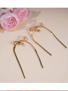 1 对蝴蝶结耳夹设计感丝带结法式简约耳环适合女性佩戴情人节、妈妈、母亲、母亲节、礼物