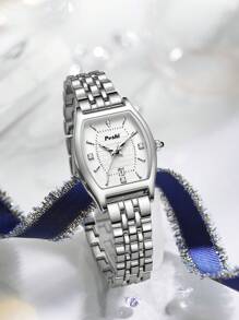 Poshi 1 pieza Reloj de pulsera de mujer elegante de cuarzo analógico con decoración de diamantes y pantalla de fecha