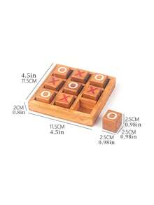 Juego de mesa de tres en raya de madera - Juego OXO - Juego de noche familiar - Regalo único - Adecuado para todas las ocasiones - Marrón - Ver 5