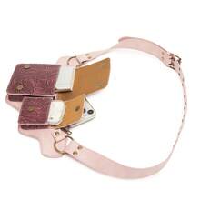 Style Waist Bag - Vintage Synthetic Leather Fanny Pack With Multiple Compartments, Golden Studs & Buckles For Women, Perfect For Outdoor Sports, Travel, And Casual Wear - 粉色 - 查看 2