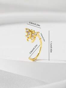 Wis 1 pieza Anillo de nariz con diseño de mariposa de cobre vintage, cubic zirconia, joyería de perforación corporal elegante para mujeres, regalo para amigos - Plateado - Ver 7