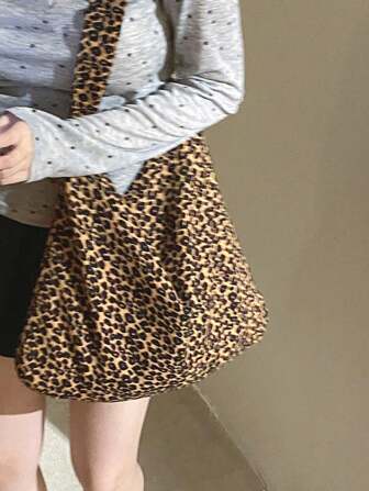 새로운 표범 무늬 패션 다목적 레트로 대용량 우아한 캐주얼 가벼운 쇼핑/여행/파티/회의용 토트백, 직장, 대학생, 사무직 직장인, 통근에 적합