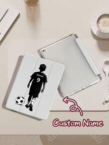 Ayotu Funda protectora personalizada para tableta con diseño de niño futbolista, compatible con la 10.ª generación, Air 11" (M2)-2024, Tab A7 Lite 8.7", con ranura para lápiz, tapa trasera transparente, ranura integrada para lápiz, soporte plegable de tres pliegues, compatible con la función de suspensión/activación magnética, personalizada para aficionados al fútbol, familia y amigos - Multicolor - Ver 5