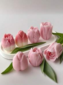 3D郁金香蜡烛模具硅胶模具，适合DIY手工制作，花瓣硅胶模具，柔软硅胶，非常适合情人节、母亲节、生日礼物、蜡烛花束制作