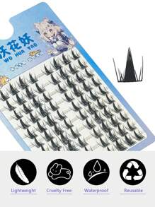 60 piezas de grupos de pestañas postizas, grupos de extensiones de pestañas DIY, pestañas postizas que se ven simples y naturales, rizado C/D, mechones de pestañas espesas y esponjosas de 8-12mm