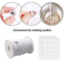 1 套/163 个蜡烛芯卷套件，61 米/200 英尺烛芯卷轴，含 60 个蜡烛线贴纸，2 个金属烛芯支架，100 个金属支撑片，用于蜡烛 DIY 制作，蜡烛制作套件 - 彩色 - 查看 6