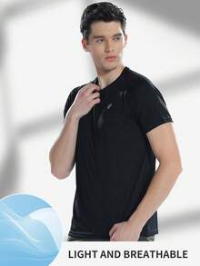 TECTOP 男式速干轻便短袖跑步 T 恤，运动健身高性能运动服，随机徽标发货