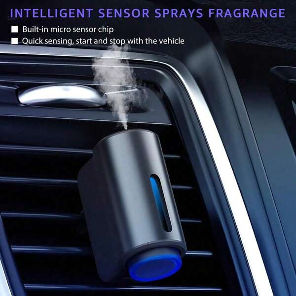 Difusor de ventilación de coche con 3 x 10 ML de perfume natural francés, difusor de coche portátil sin agua, ambientador de aire con difusor de aromaterapia con 3 modos de niebla y capacidad de batería de 200 mAh