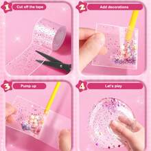 Juego de pinzar y pellizcar con adhesivo nano de colores, incluye accesorios (color aleatorio), para ejercitar las habilidades manuales, aliviar el estrés y hacer globos pequeños brillantes hechos en casa - Rosa - Ver 4