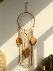 Macrame Dream Catcher Bohemian Leaf Wall Hanging Nordic Decor Boho Handmade Tapestry Ornaments For Home Living Room Decoration