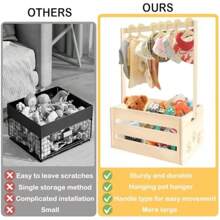 25" X 17" X 12" Wooden Pet Wardrobe ClosetPuppy Toy Basket With Hanging Rods Pet Clothes Rack For Dog Organization And Storage Wooden Crate For Dog Cat Closet Perfect For Toys Clothes And Accessories