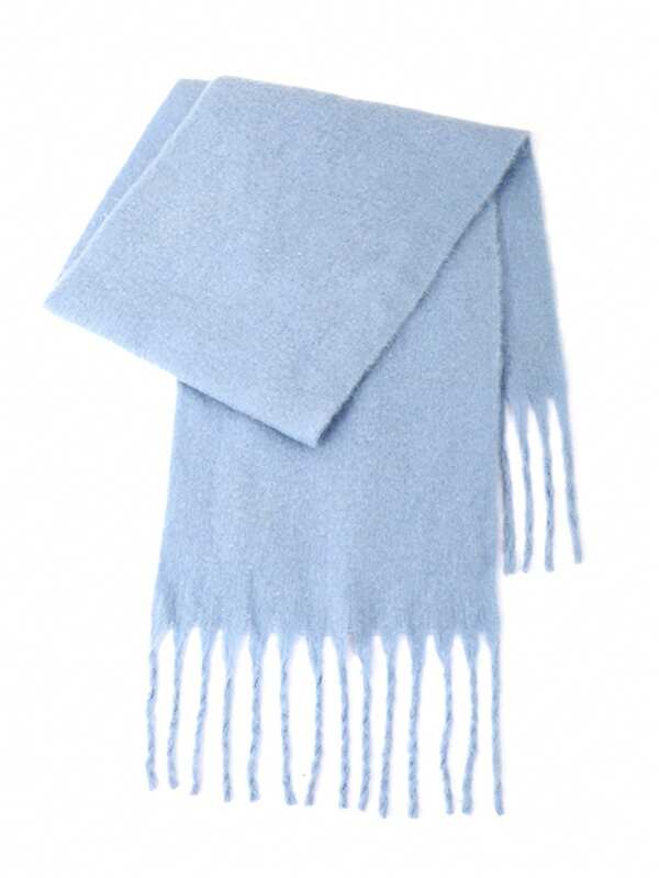 1pc Women Fluffy Tassel Scarf, Thick & Warm, Comfortable For Daily And Outdoor Use, Autumn/Winter