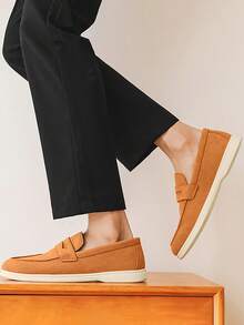 男士乐福鞋圆头2025春秋季新款百搭男士平底商务正装鞋英伦风乐福鞋系带平底休闲透气软底手工大码男鞋