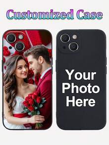 QHowie 定制图像手机壳适用于 16/15/12/13/14 Pro Max，个性化手机壳，定制照片 TPU 保护壳，黑边，适合生日、圣诞节和情人节