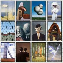 1pc/3pcs Wall Arts Posters Optional Frame Modern Surrealism Rene Magritte Classic Artwork Reproduction Posters And Print Canvas Painting Wall Art Picture For Living Room