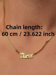 1pc Customized Gothic Style Name Necklace, Gold Rose Gold Personalized Name Necklace, Customized Gift, Christmas Gift, Valentine's Day Gift, Birthday Gift - Multicolor - View 4