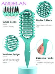 1 件卷发梳 – 专业波浪边顺发梳，打造卷发和毛躁控制，男女适用软垫设计（减少断裂，增强光泽 – 沙龙级顺滑效果） - 彩色 - 查看 2