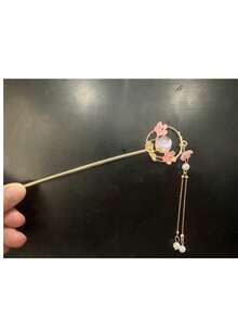 BUCICE 手工中国风发饰 浪漫珐琅花朵流苏发夹 合金饰品发卡 女士发夹 秋季发饰 女士发饰 美发工具 美发用品 美发配件 礼物 美容配件 礼品 旅行 女士礼物 美发用品 圣诞礼物