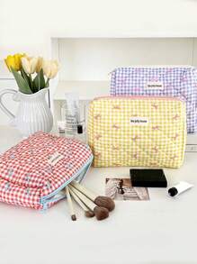 1 Stück Schüler Federmäppchen im Schleifen Stil, große Kapazität tragbare Aufbewahrungstasche, frisch, einfach und süßer Kosmetiktaschenstil, zum Aufbewahren von Kosmetika, für Ferien, Strand, Badezimmer, Schlafzimmer, große Kapazität