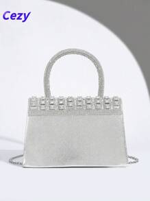 Cezy Bolso de mano de noche con aplicaciones de cristal y strass, un bolso elegante apto para fiestas, bodas, galas, cenas/banquetes, que combina con vestidos de novia, vestidos formales, vestidos de baile, vestidos de cumpleaños, vestidos de fiesta