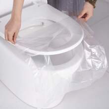 100 Stück tragbare einzeln verpackte durchsichtige Einweg-Toilettendeckel, tragbare Toilettenabdeckung für Reisen, wasserdichte Toilettenabdeckung, tragbare Toilettenauflagen für unterwegs, Haushaltsgegenstände, unverzichtbares Reisezubehör für Geschäftsreisen, Camping, Krankenhäuser, Hotelbetriebe, wenn man öffentliche Toiletten benutzt, um die persönliche Hygiene zu gewährleisten
