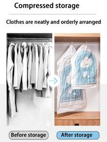 4/1pc Hanging Garment Storage Bag, Vacuum Compression Bag, Clothing Compressor Bag, Dust-Proof Compression Bag, Large Capacity Wardrobe Storage Bag, Travel Garment Compression Bag, Foldable Storage Bag, Transparent Compression Bag, Bedding Compression Bag, Clothing Compression Bag, Moisture-Proof Compression Bag, Vacuum Storage Bag, Vacuum Sealing Bag, Essential Organizer For Clothes, Suits, Jackets - White - View 6