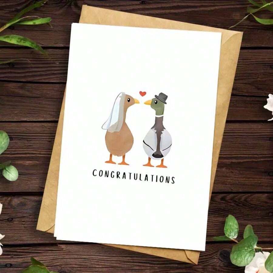 1 Stück Hochzeitsglückwunschkarte, geeignet für Neuvermählte, Braut, Bräutigam, glückliche Paare, Hochzeitsgeschenkkarte, Schulmaterial, Schulanfang