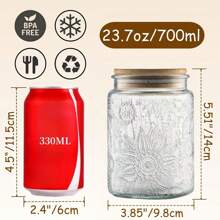 1 pieza Frasco de vidrio retro con tapa, aproximadamente 671.9/900 gramos, botes de almacenamiento de vidrio sellados, recipientes de almacenamiento de alimentos de vidrio, aptos para mostradores de cocina, despensas, frascos decorativos y lindos frascos para café, té, azúcar y dulces