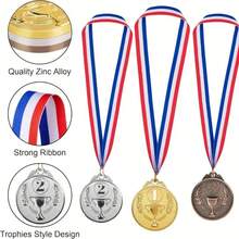 3/15 Huy chương kim loại vàng/bạc/đồng, Huy chương vô địch cuộc thi thể thao có dây đeo cổ, xếp hạng 123, phù hợp cho các cuộc thi thể thao, cuộc đua marathon, bóng đá, trận đấu bóng rổ và các huy chương thể thao khác, vật phẩm Ngày thể thao của trường, huy chương và cúp kỷ niệm, tiền xu sưu tầm bằng hợp kim kẽm dành cho những người đam mê thể thao, tuyệt vời cho quà tặng tiệc, giải thưởng sự kiện, quà tặng cuộc thi, đồ dùng tiệc tùng, vật phẩm tụ họp, đồ trang trí sinh nhật, trò chơi tiệc tùng - Nhiều màu - Xem 6