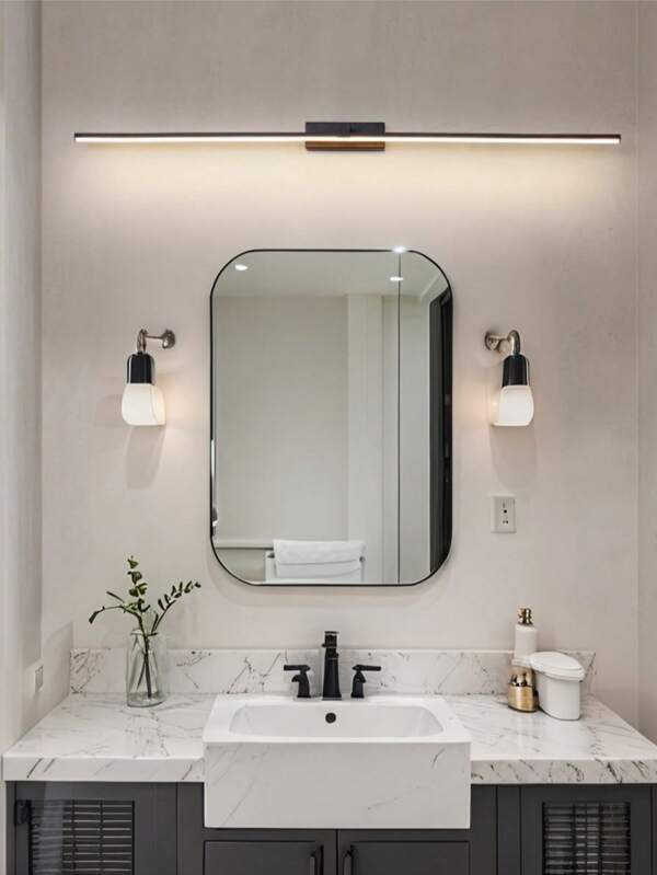 1 pièce Lampe murale miroir rechargeable moderne, style minimaliste nordique, avec batterie 4000 mAh, éclairage mural LED de luxe pour la décoration de la maison, noir minimaliste avec télécommande pour gradation et changement de couleur, convient pour le couloir, la chambre, la coiffeuse, le salon, le miroir de maquillage, la table de toilette, les soins des yeux, applique murale, éclairage de nuit vintage