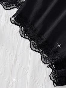 2 piezas Conjunto de lencería sexy con encaje calado, top con espalda descubierta y tirantes ajustables, y shorts, ropa de dormir sexy y cómoda para mujeres