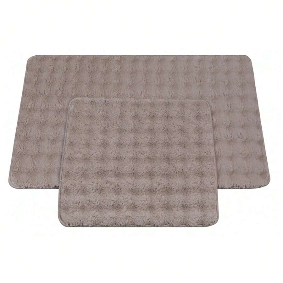 2-Piece Non-Slip Bath Mat Set – 60x100 Cm + 50x60 Cm – Soft 100% Polyester – Dotted PVC Backing – Machine Washable, Quick-Drying – Bathroom & Indoor Use – Made In Turkey