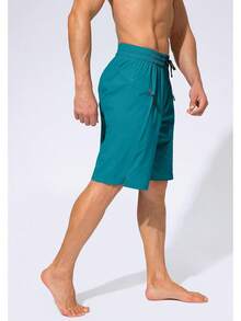 Men's Swim Trunks Quick Dry Board Shorts With Zipper Pockets Beach Shorts Bathing Suits Men - No Mesh Liner - Lake Green - View 3